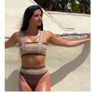 NWT Elysiian Zig-Zag brown bikini set - size small